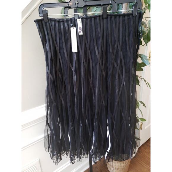 ModeLia Straight Skirt Womens Size 3XL Black Chiffon Lined Layered Side Zip - Picture 2 of 13